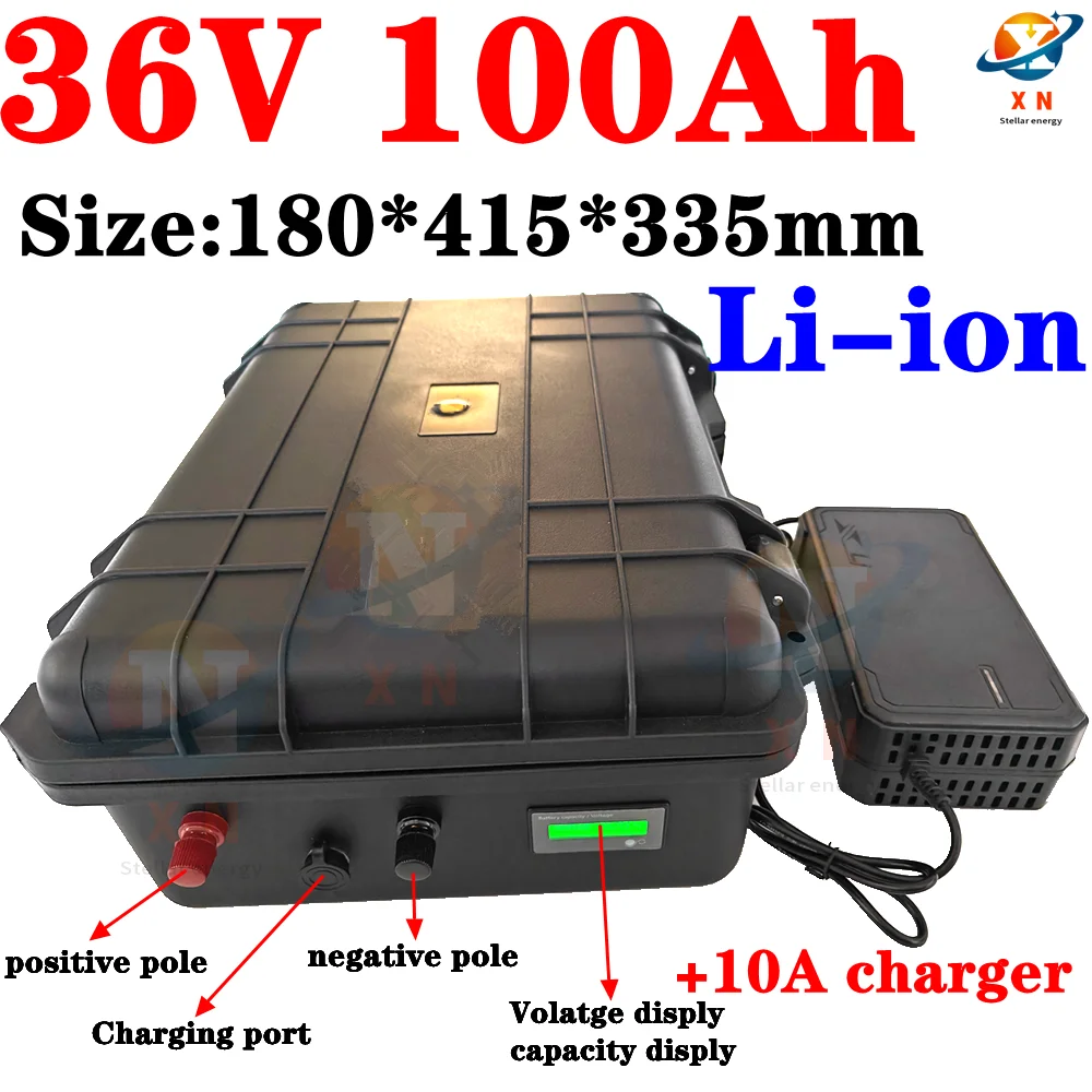 

waterproof 36V 100Vh lithium ion battery BMS for 4000W 2000w tricycle scooter golf cart Solar energy EV +10A charger