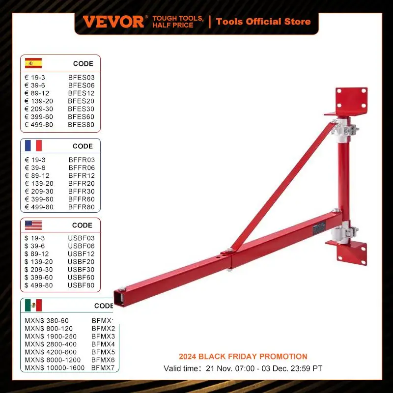 VEVOR Electric Hoist Support Arm Steel Hoist Frame with Pole 180° Swivel Scaffold Hoist Lifting Holder for Workshop Garage