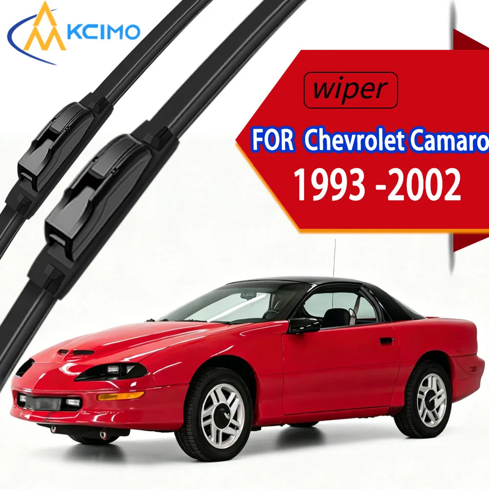 Premium High-Density Rubber Front Windshield Wiper Blades, Perfect Fit for Chevrolet Camaro 1993-2002.