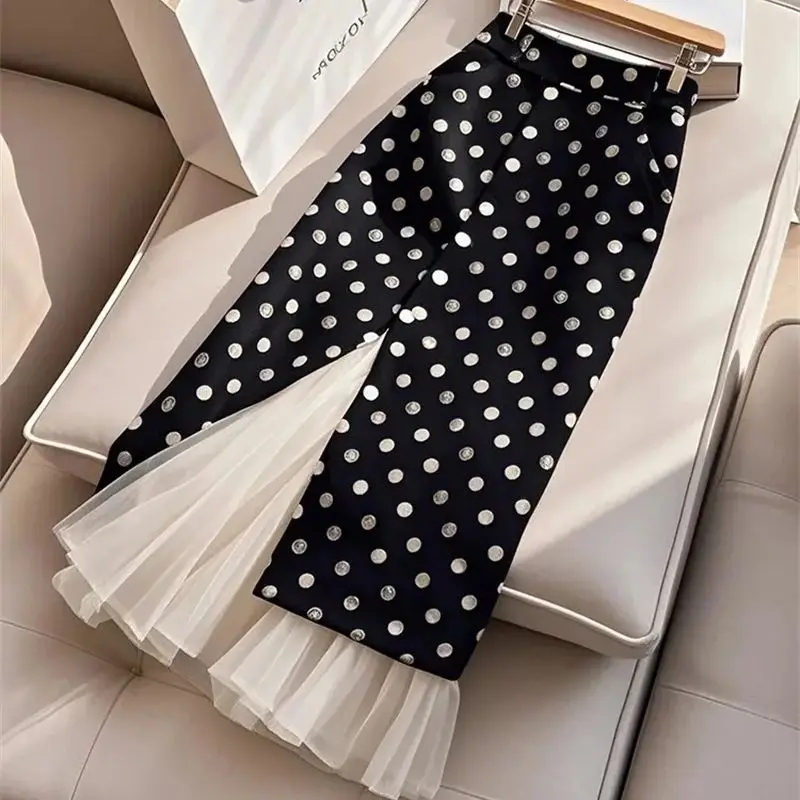 

Новая модная летняя юбка-русалка, женская юбка в горошек с высокой талией, сетчатая лоскутная тонкая юбка с запахом, вечерние бедра, женская одежда