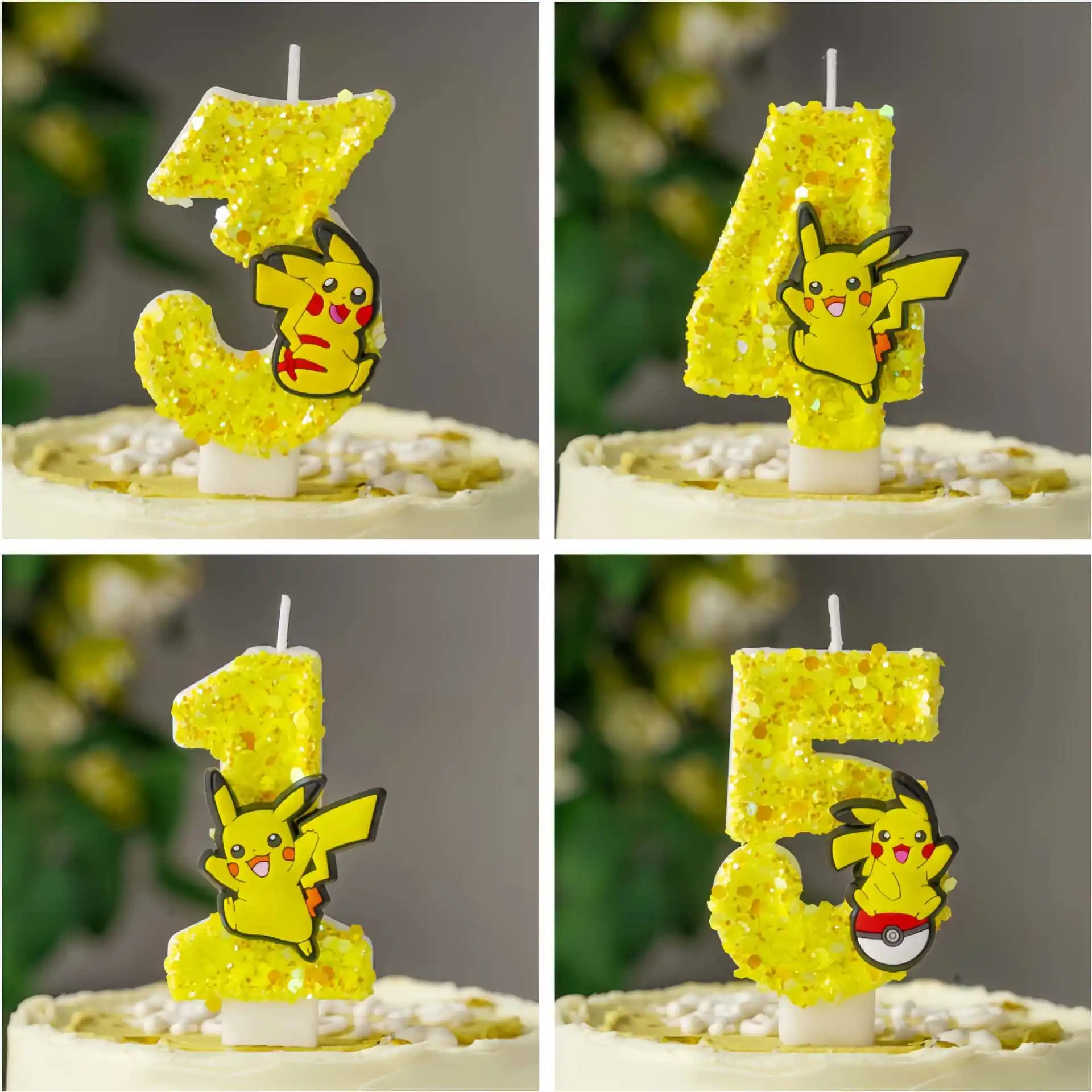 Pokemon Pikachu Kerze Cartoon 0-9 Nummerierte Geburtstagskerze Kinder Baby-Shower Geburtstag Kuchen-Deko Party-Charakter Geschenk-Zubehör