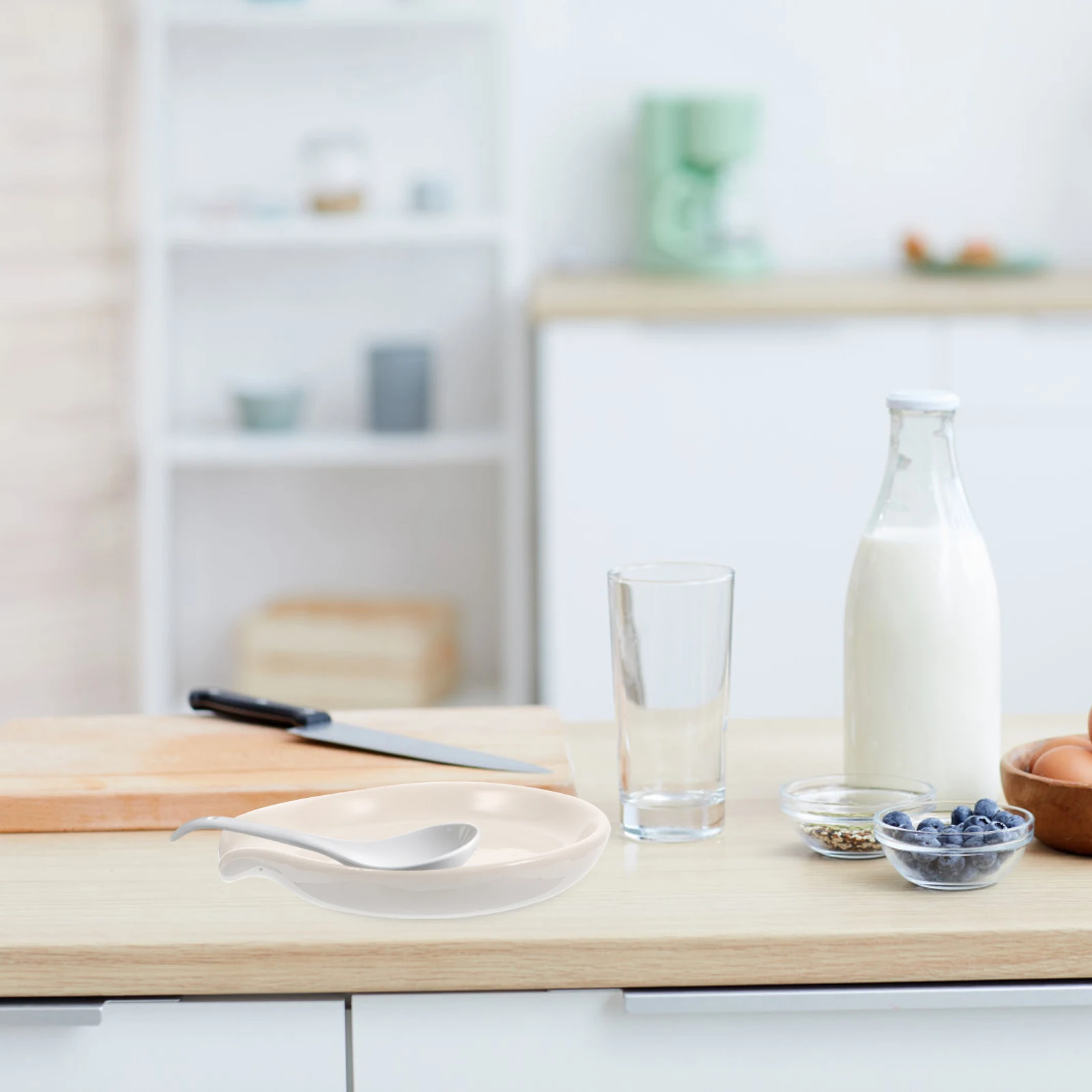 

Spoon Rest Ceramic Material Sturdy Spoon Holder for Home Dining Easy to Clean Small Size Portable Design Decoration