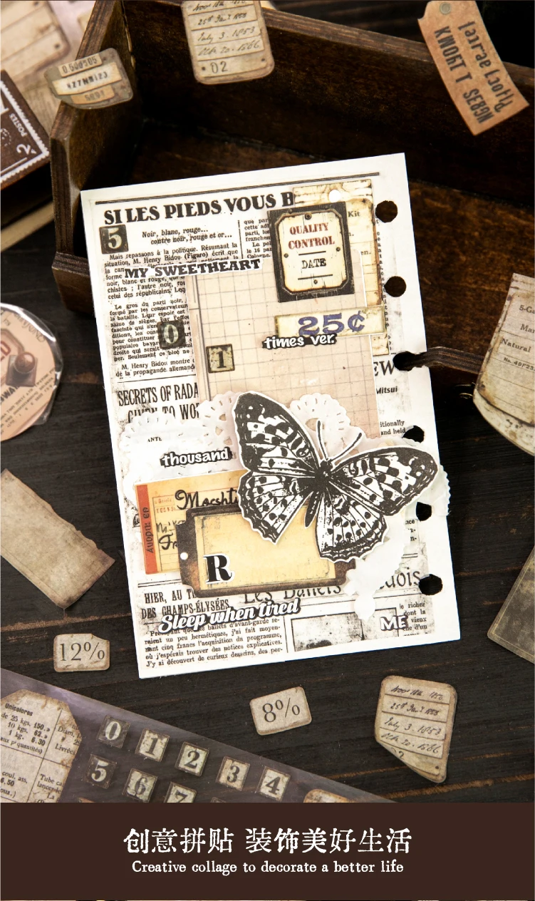 Journal GO 2Mx5cm Vintage-Etikettenaufkleberband für Collage, Junk Journal, Planer, DIY, Scrapbook, Tagebuch, Dekor, Retro-Etiketten, Aufkleber – Detail 7