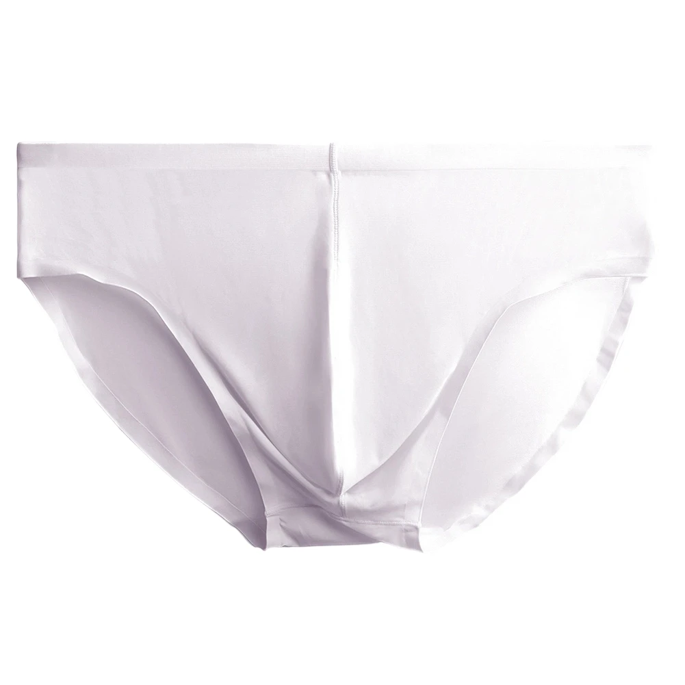 Men's Briefs with Ice Silk Fabric Seamless and Bulge Pouch Designed for Natural Movement and Mid-Waist Coverage