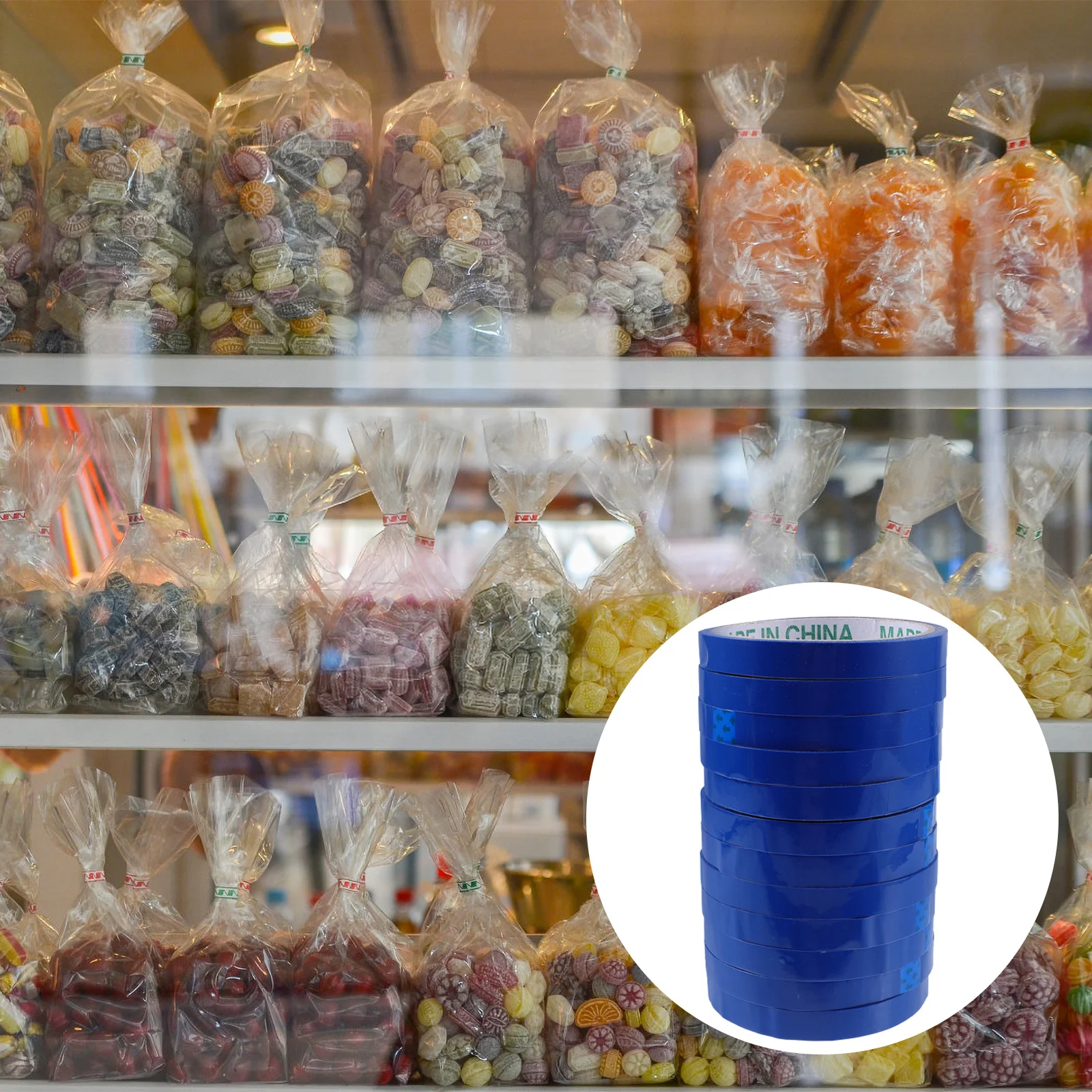 

12 Pcs Sealing Tape Packaging Clear Packing Binding Machine Bag Sealer Blue Shipping