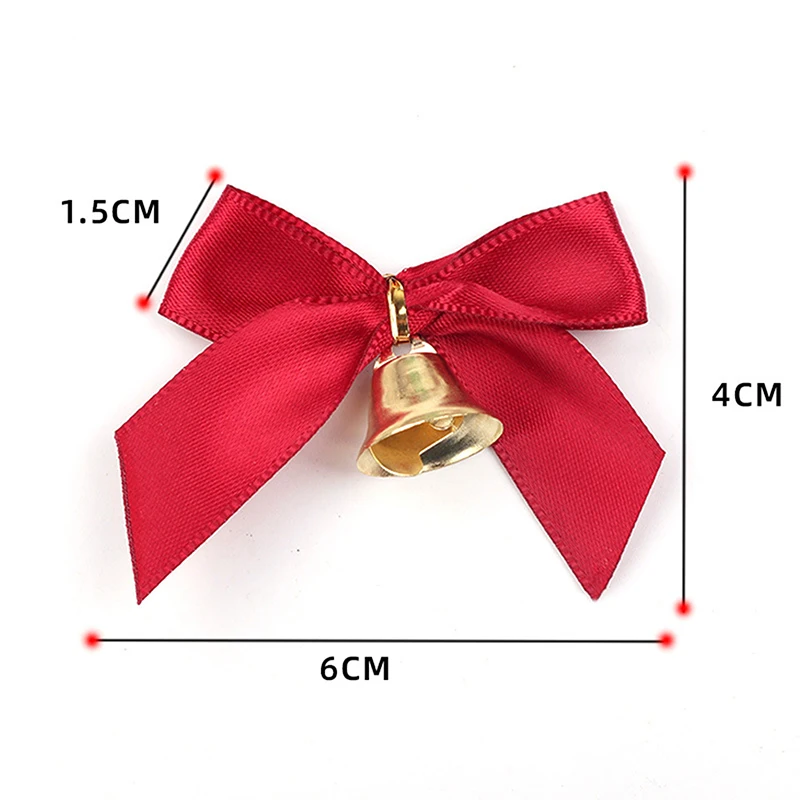 10pcs Delicate Bowknot Bells Christmas Gift Bows With Small Bells DIY Bows Craft Christmas Tree Decoration Christmas Bow Tie