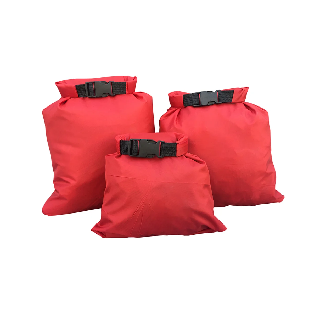 3pcs 1.5L 2.5L 3.5L Waterproof Bag Set Roll Top Dry Pouch For Camping Kayaking Boating Fishing Outdoor Water Sports Red