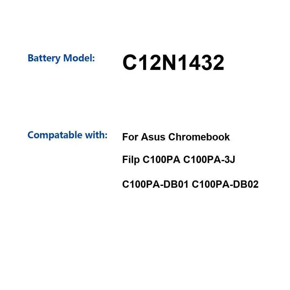

8180 мАч для Asus Chromebook Filp C100PA C100PA-3J C100PA-DB01 C100PA-DB02 Быстрая зарядка C12N1432 Аккумулятор для ноутбука