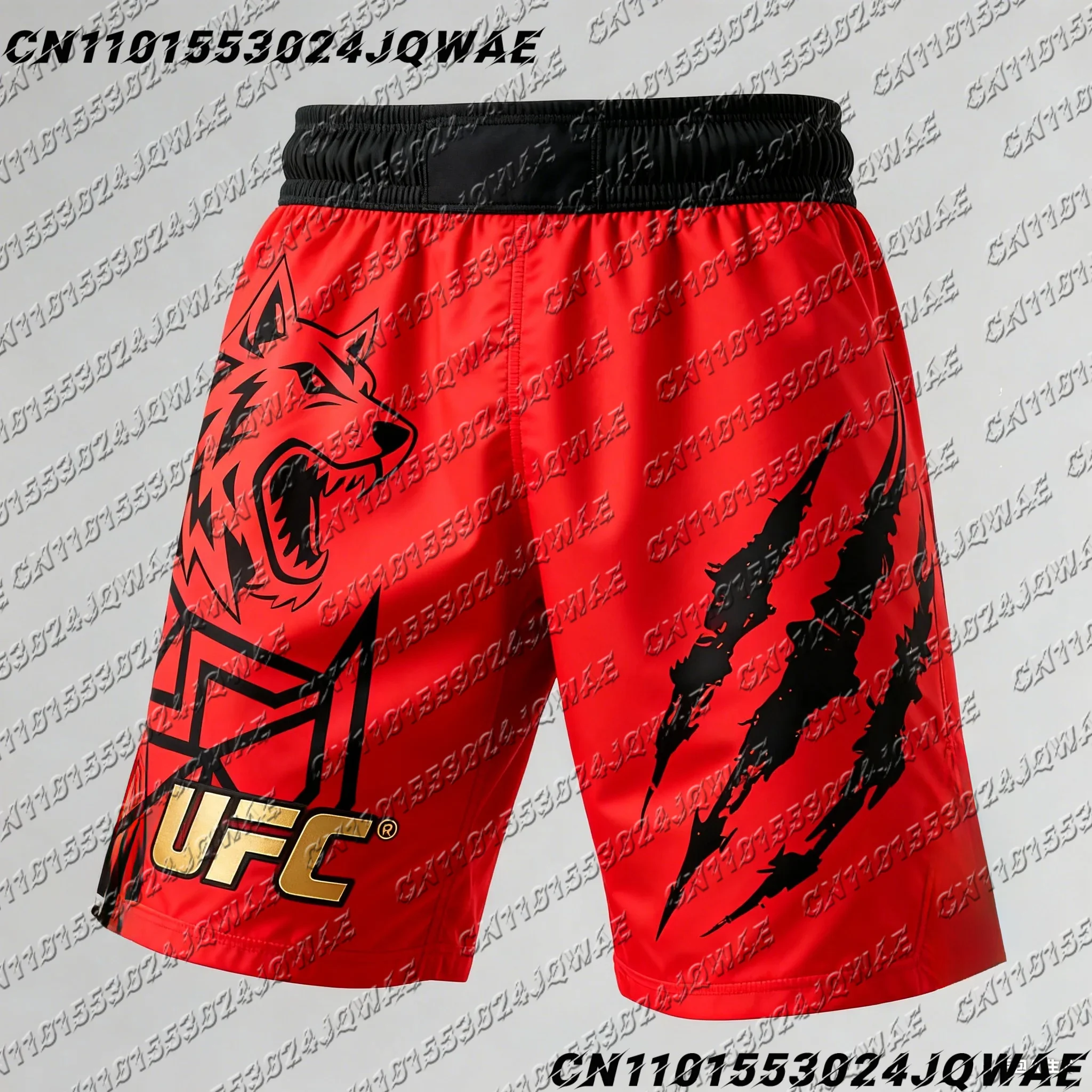 

2026 New UFC Wolf King Oversized Men Women Boxing Fighting Training Shorts 3D Mesh Loose Breathable Speed Drying Sports Shorts