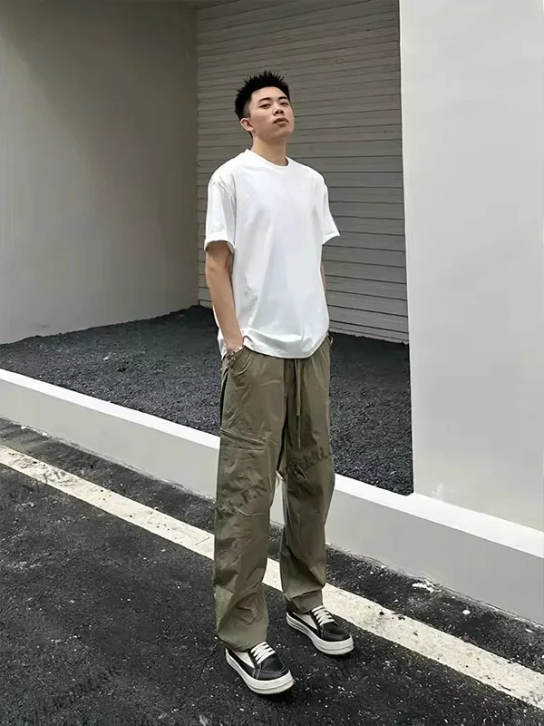 특대형 300 포우 퀴 드라이 스트레이트 레그 캐주얼 팬츠 남녀 여름 얇은 루즈 아웃도어 작업복 롱 트라우저 트렌디