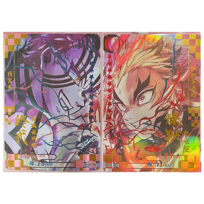 Anime Demon Slayer Rare CPR PR MR Refraction Foil Akaza Rengoku Kyoujurou Makomo Toys for boys Collectible Card Birthday Present