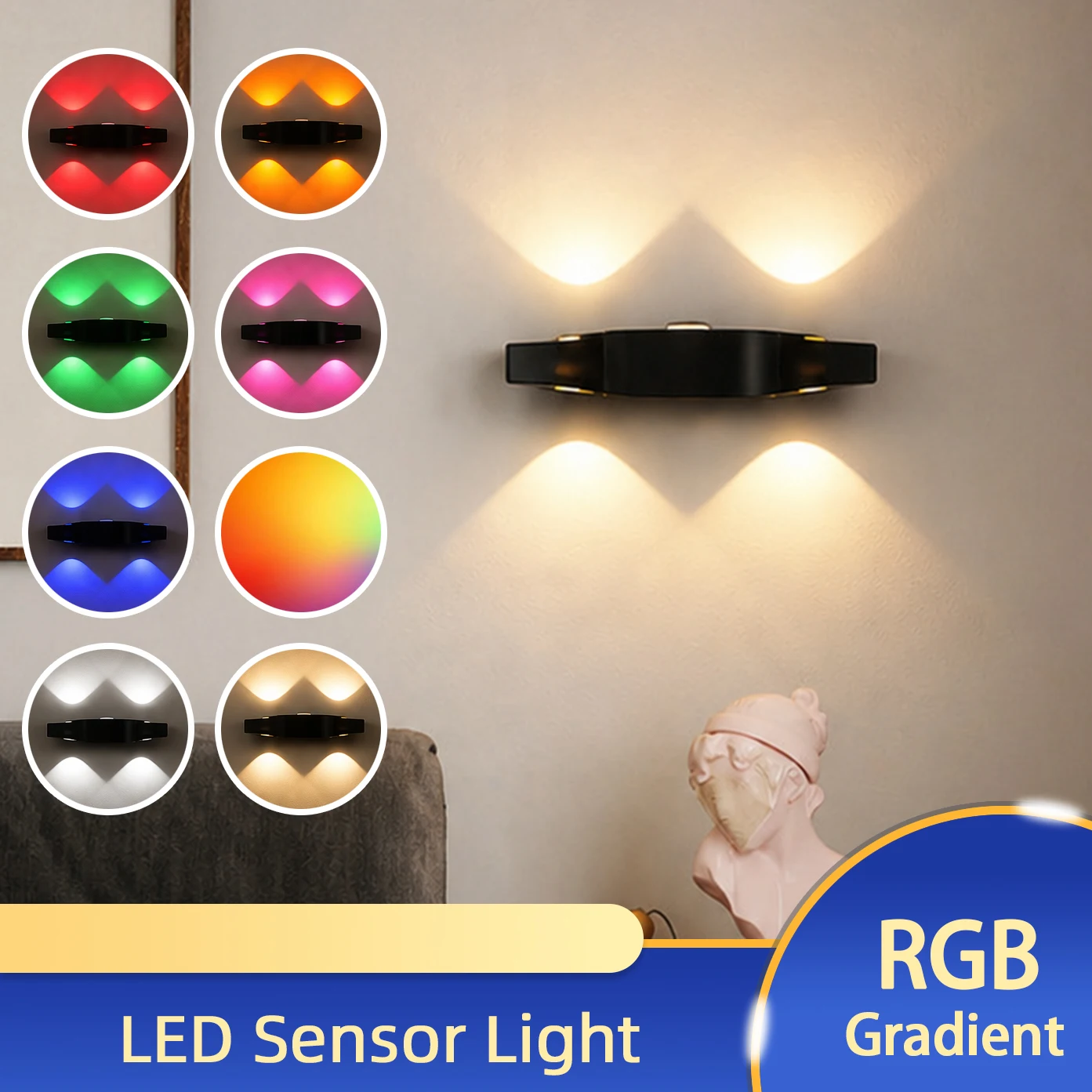 

4-Head LED Wall Lamp with RGB Gradient Light Intelligent Motion Sensor Magnetic Suction USB 5V Creative Home Atmosphere Lighting