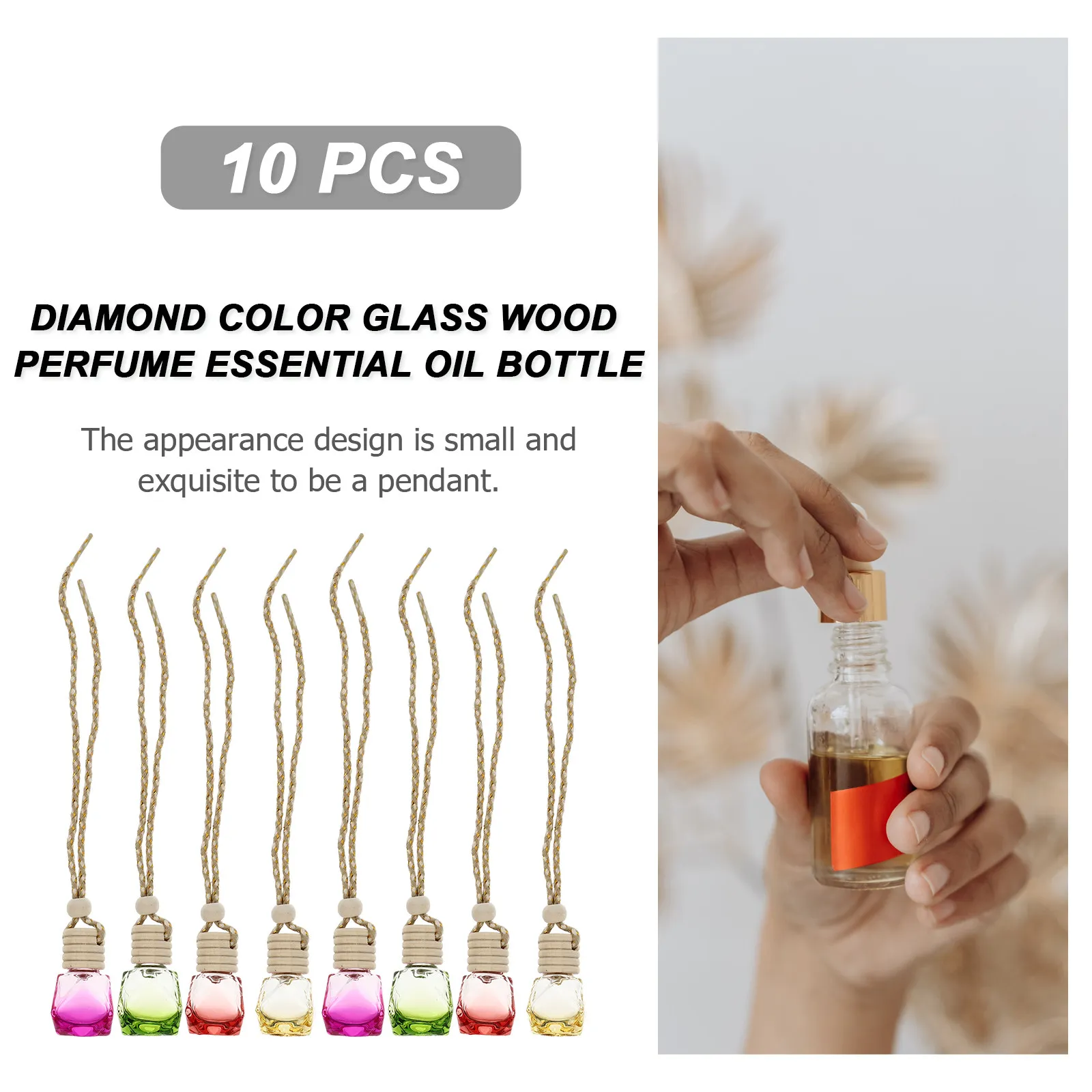 

10Pcs Hanging Perfume Bottle for Car Refillable Air Freshener Bottle with Elegant Pendant Design Suitable for Essential Oils and