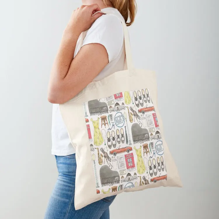 La La Land Illustration Jazz Saxophone Music Musical Tote Bag Women's beach bags custom tote bag tote bags aesthetic