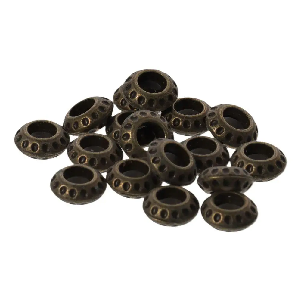 Large Hole Rondelle Zinc alloy Spacer Beads Bronze Antique Bronze Beads Spacer Beads for Crafts Jewelry Accessories