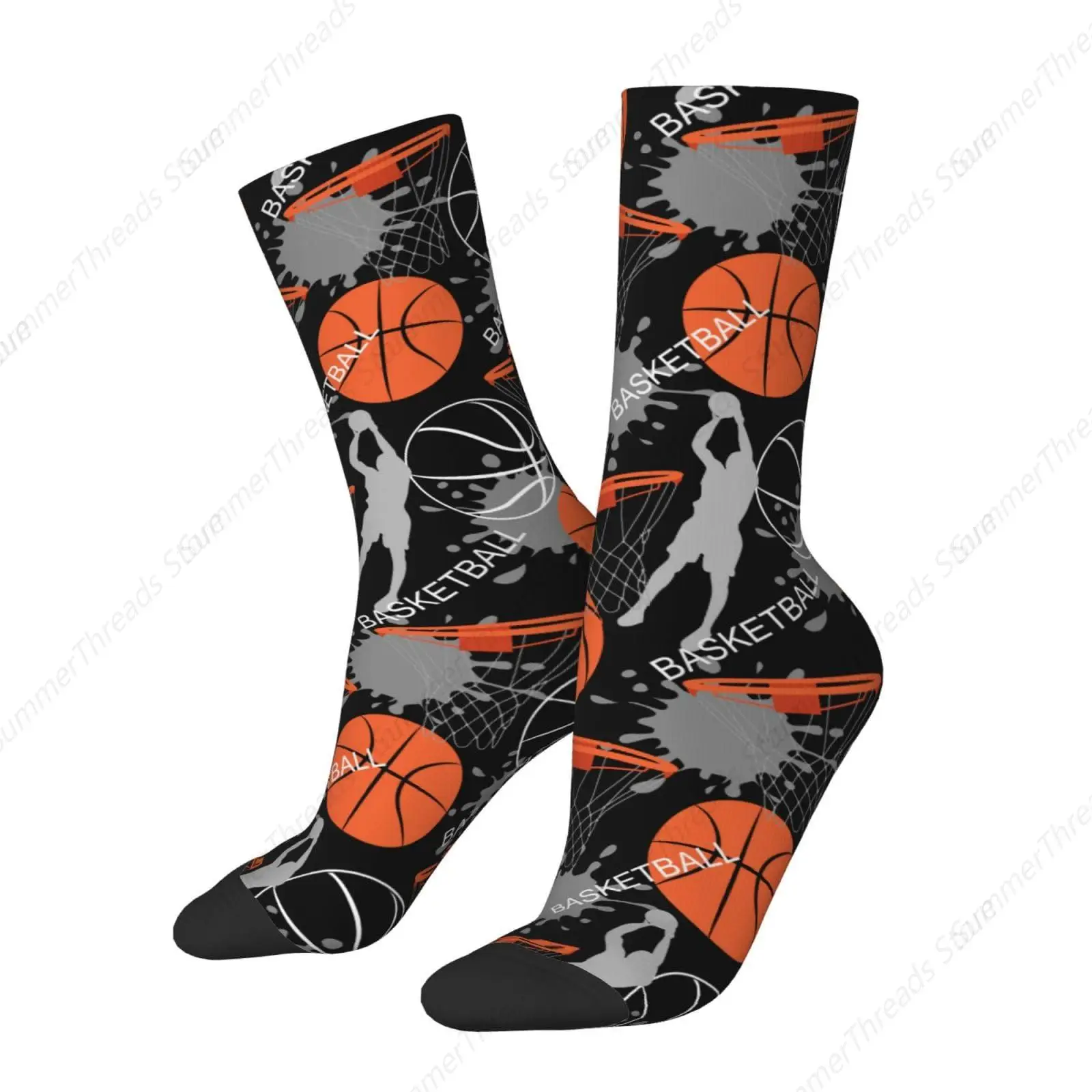 Basketball Game Cool Ball Sport Novelty Socks For Men Women, Funny Crazy Crew Socks Casual Dress Socks Gifts（15-16‘’Size）