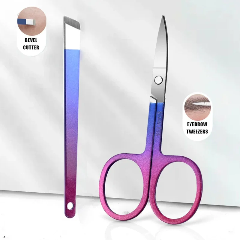 Set di kit per manicure con sfumatura viola-blu 6 in 1, strumenti per unghie con custodia da viaggio nera, forbici per unghie con borsa con cerniera, manicure da viaggio