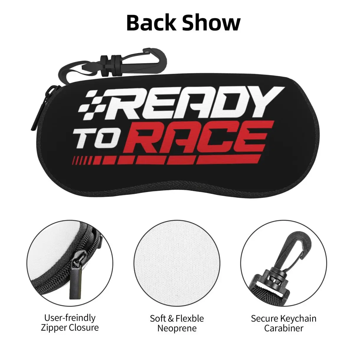 Custom Ready To Race กรณีแว่นตารถจักรยานยนต์ Racing แว่นตากระเป๋ายางนุ่ม Neoprene แว่นตาผู้ถืออุปกรณ์เสริม