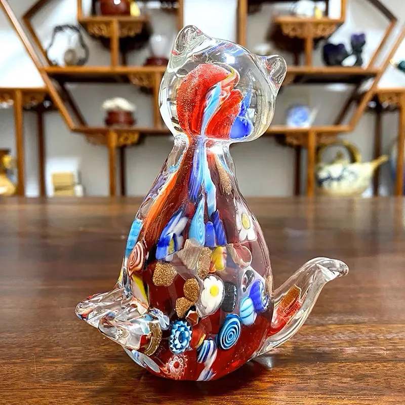 Modern Artificial Crystal Cute Cat Ornaments Home Living Room Decoration Accessories Interior Office