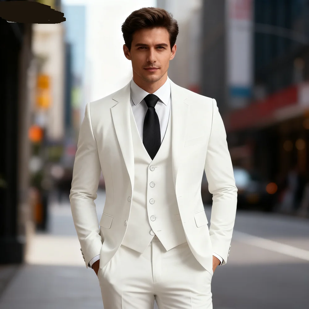 

Men's Green Olive Terno Suit with Peak Lapel 3-Piece Formal Ensemble (Jacket Pants Vest) for Home Party Occasions