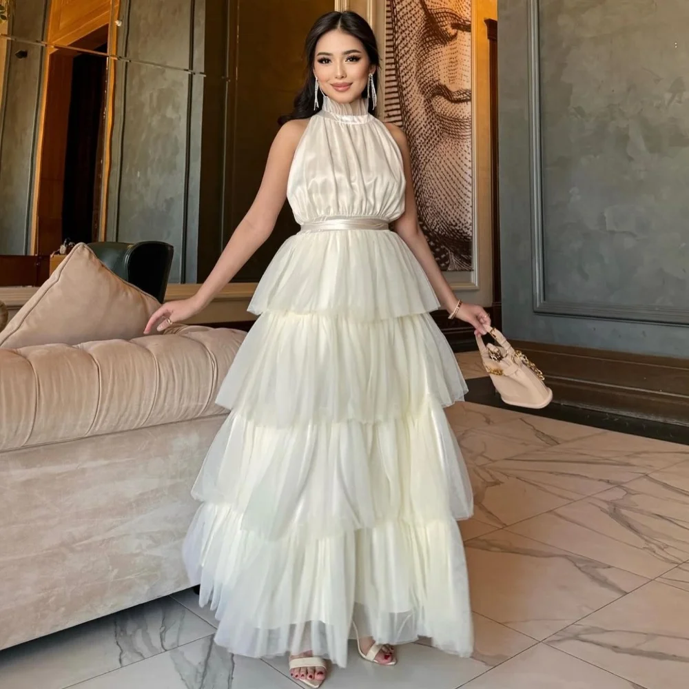 Classic Net Pleat A-line O-Neck Midi Dresses Prom Dresses Exquisite Modern Style Pastrol Unisex Chinese Style Formal Casual