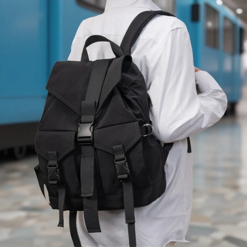 

2026 Black Nylon Double Shoulder Bag for Women, New Style, Large Capacity, Lightweight Travel Backpack and School Bag