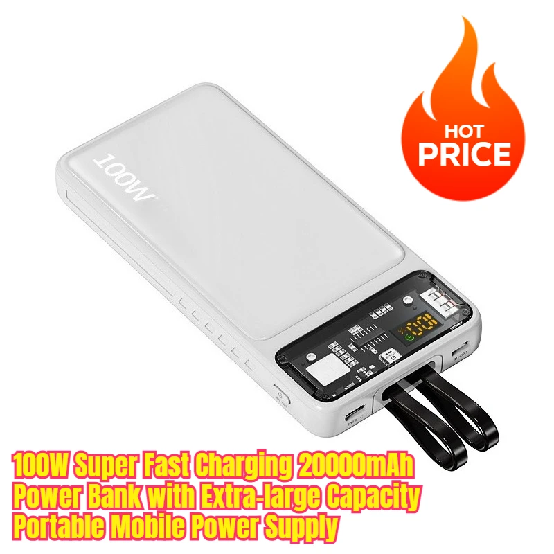

100W Super Fast Charging 20000mAh Power Bank with Extra-large Capacity Portable Mobile Power Supply