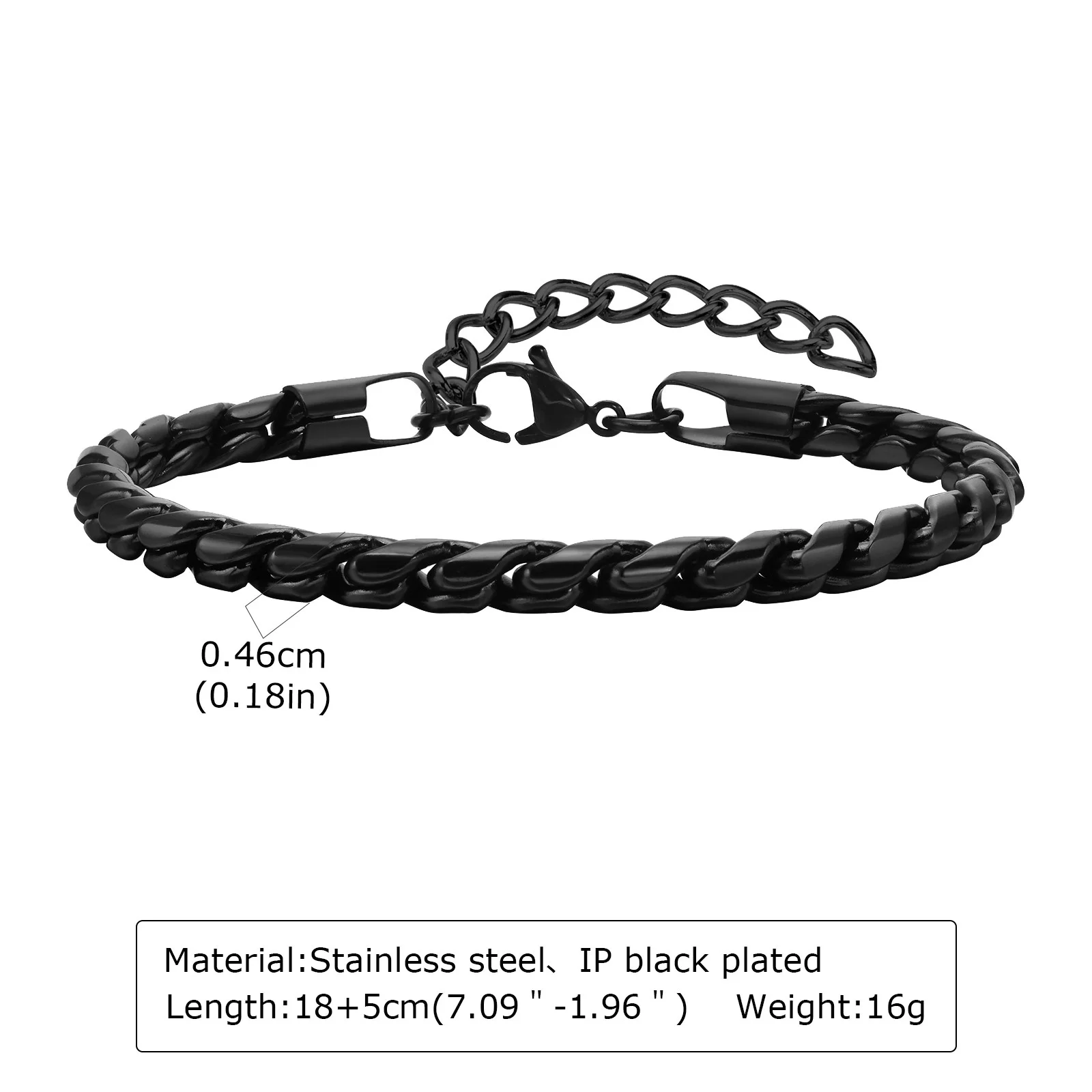 Vnox schwarzes Edelstahlarmband für Herren, Punk-Armband mit gemischten Kettengliedern, verstellbares Pulseira-Armband für Herren, Hip-Hop-Schmuck, Geschenk