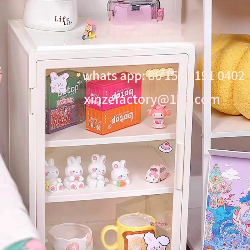 

Customizable Storage Cabinet with Transparent Door,Space Saving Kids Bedroom Living Room Dorm Drawer Cabinet