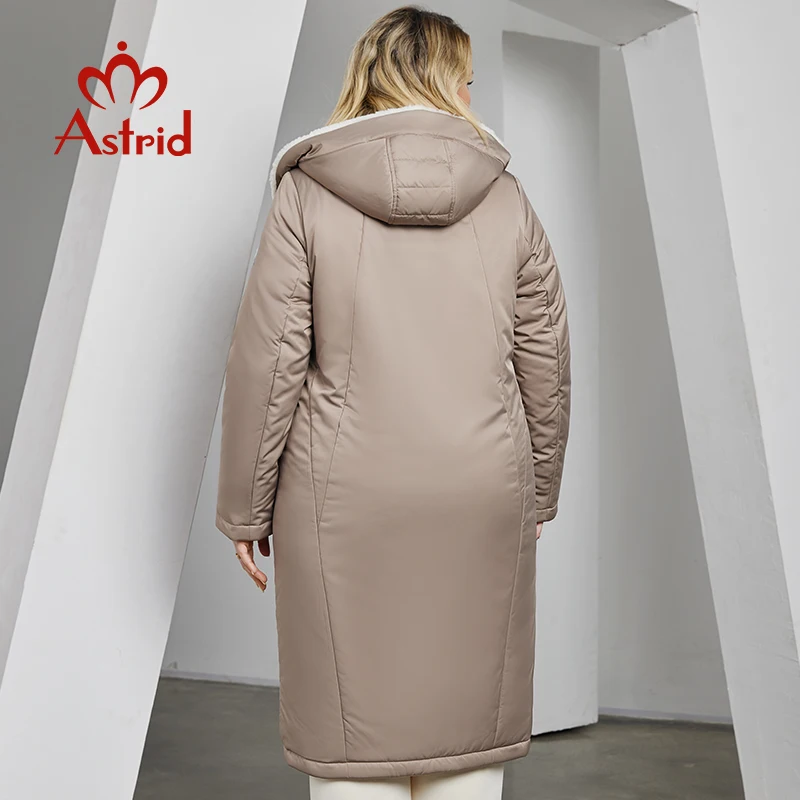 Astrid-Manteau matelassé en coton avec col en fourrure pour femme, veste à capuche, parka grande taille, vêtements féminins, hiver 2023
