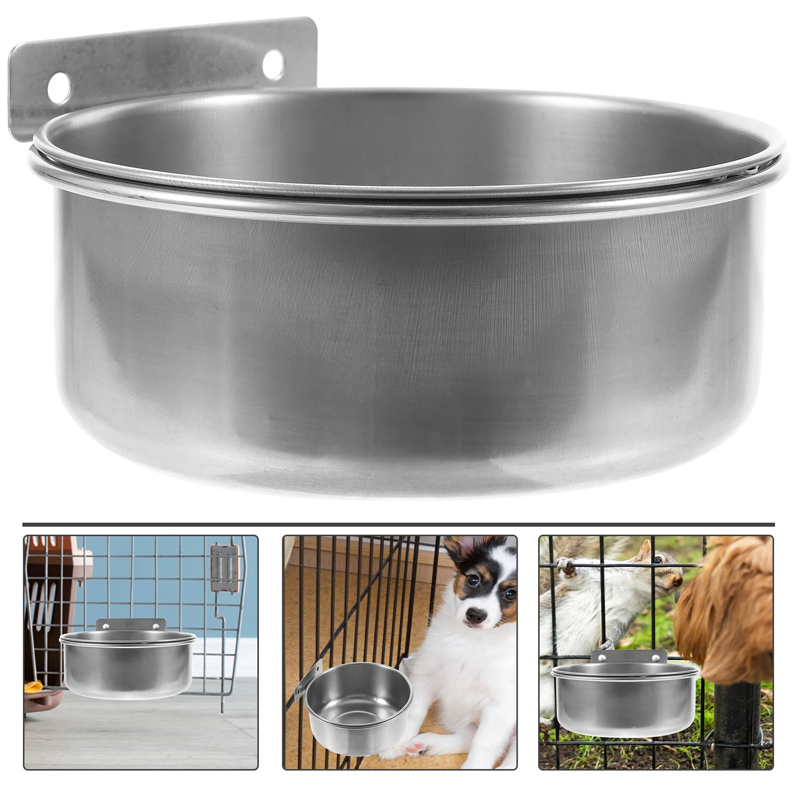 Pet Bowl Dog Food Utensils Stainless Steel Cage Hanging Fixed Basin Bowls Container Anti-fall Puppy Crate Portable