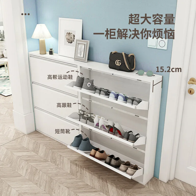 Metal shoe cabinet tipping bucket with lock entrance door storage cabinet outdoor shoe rack anti-theft corridor shoe cabinet