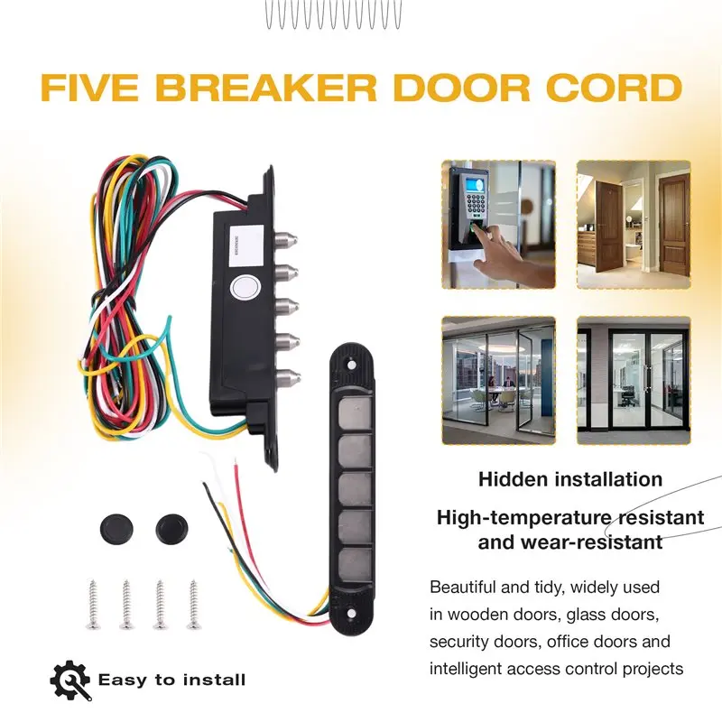 AB25-Stainless Steel Hidden Door Wire Connector 5 Pins Flexible Door Contact Loop For Security Doors Wooden Doors