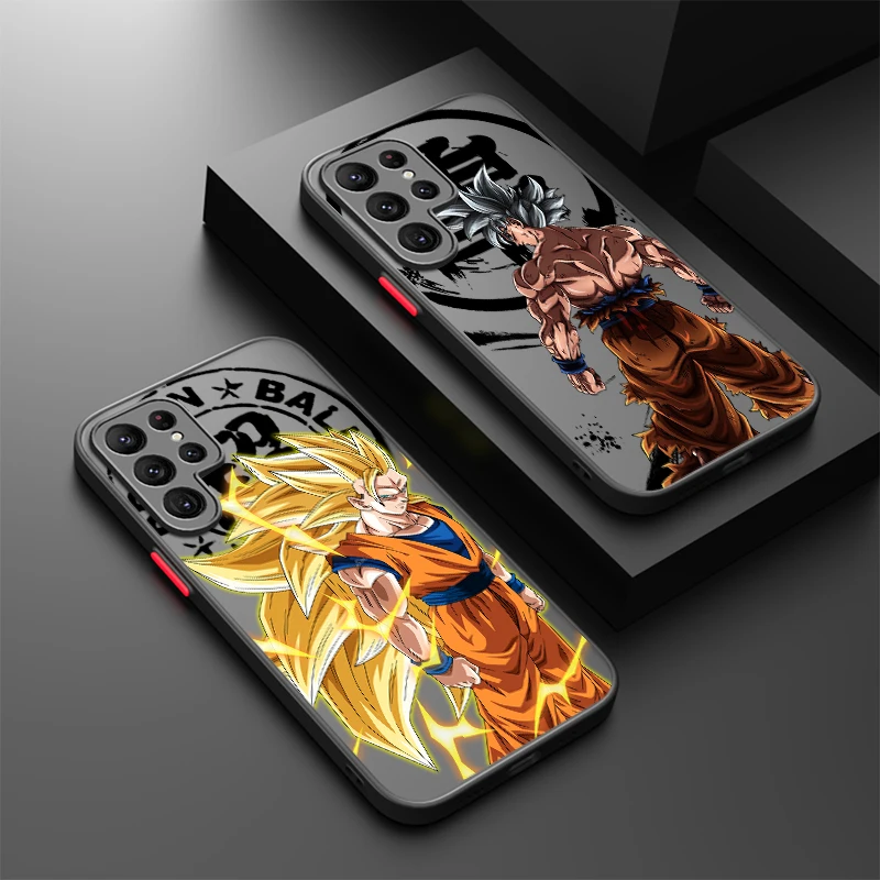 D-ragons-B-alls Son-Gokus For Samsung S23 S22 S21 S20 FE S10 S9 Note 20 10 Ultra Lite Pro Plus Frosted Translucent Phone Case