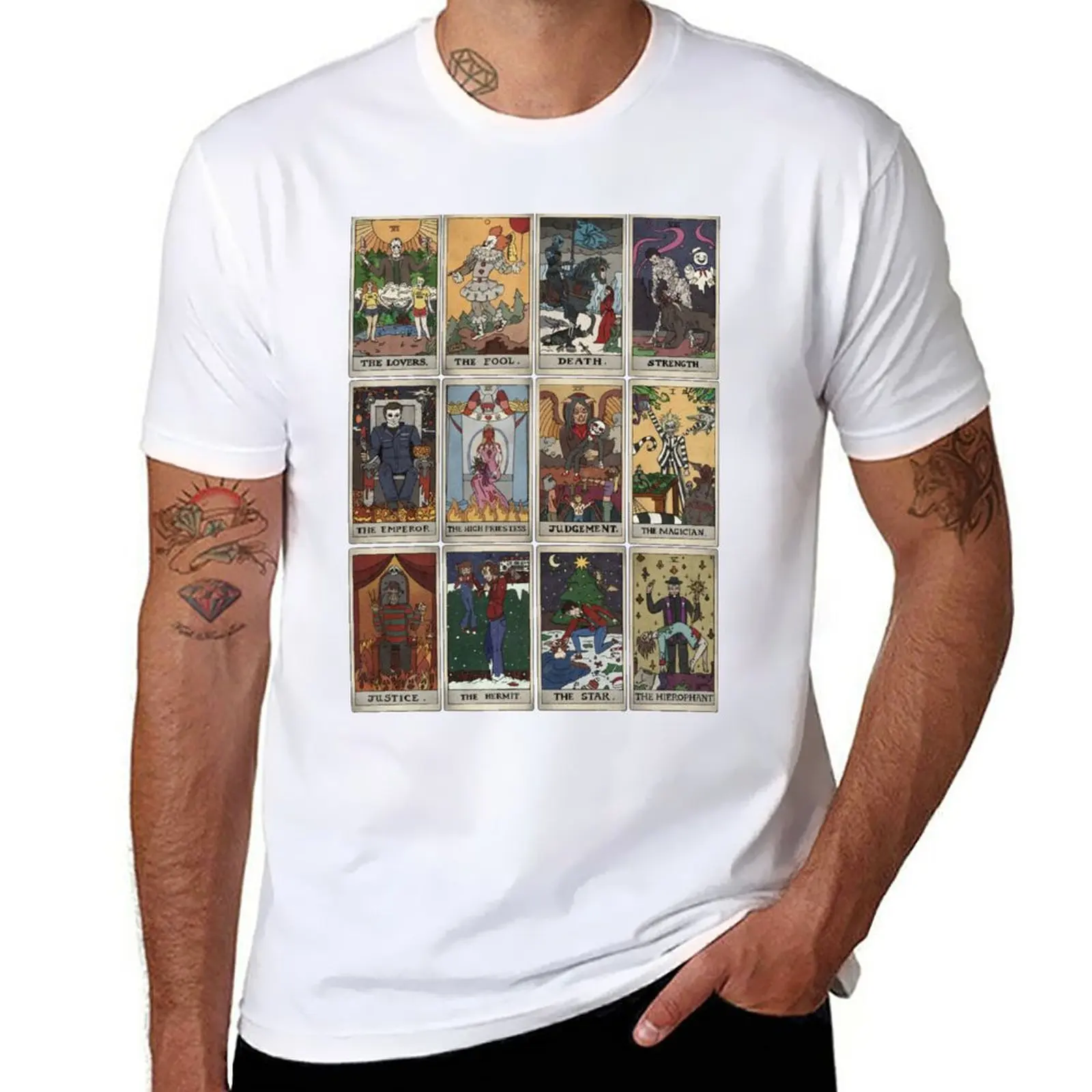 Horror Tarot Deck T-Shirt plus sizes Blouse aesthetic clothes men workout shirt