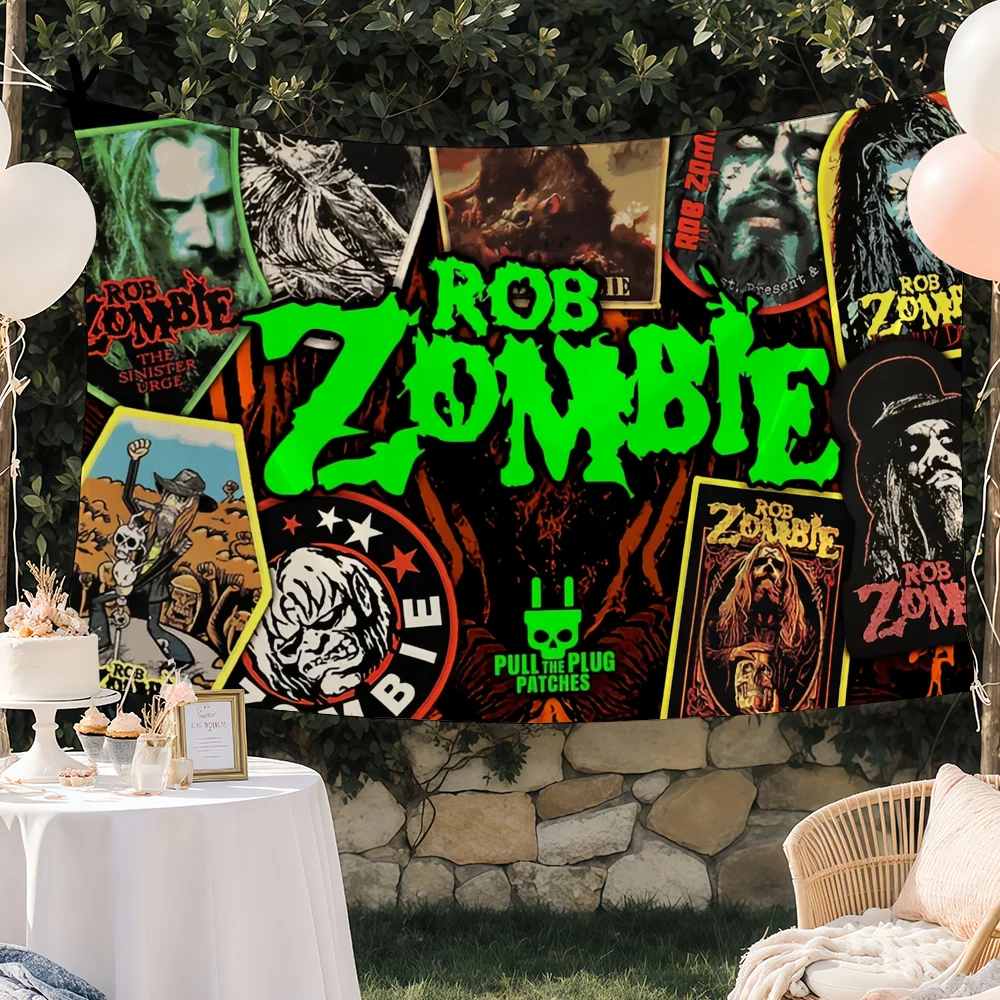 روك باند R-Rob Z-ZomB-bies العلم مخصص التخييم حديقة ديكور خلفيات الحفلات جدار الفن هدايا الأسرة #3