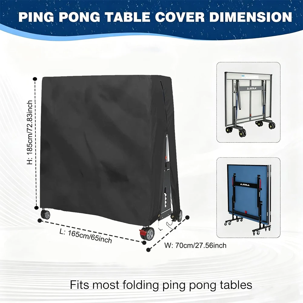 Afbeelding 3: Tafeltennistafelhoes Waterdichte Ping Pong Tafelhoes voor Binnen/Buiten Stofdicht Heavy Duty Polyester 165x70x185cm Ping Pong Tafel Opslag