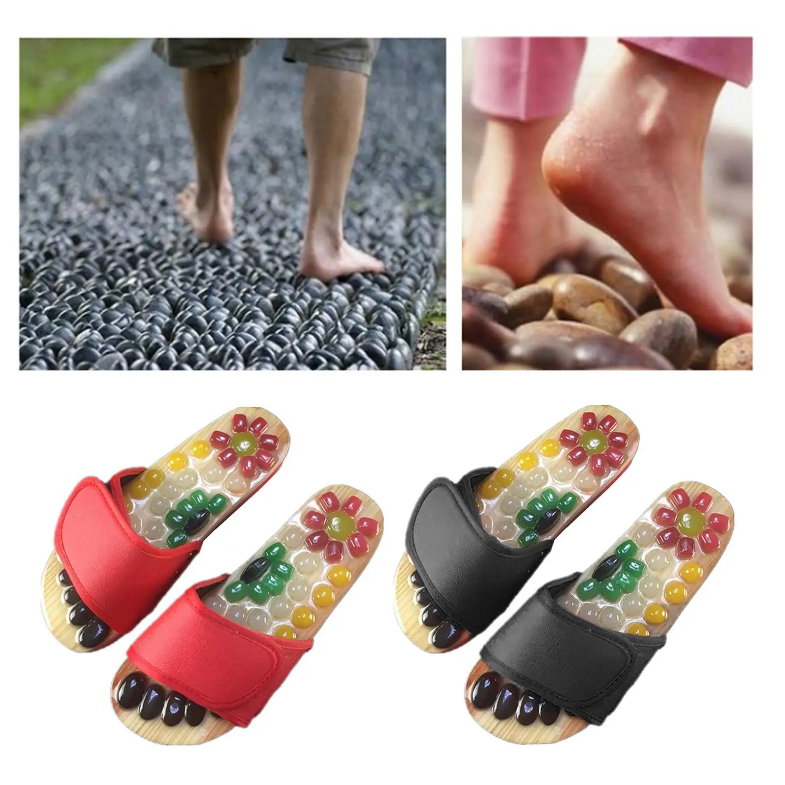 Acupressure Massage pers with Natural , Reflexology Sandals for Foot Acupoint Massage, and fatigue.