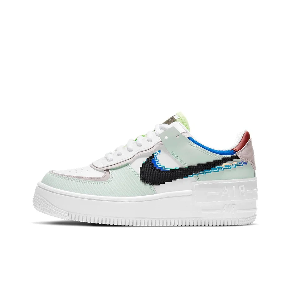 Nike AF1 Shadow SE Pixel Low top Skateboard Shoes Women's White Green Pink CV8480-300