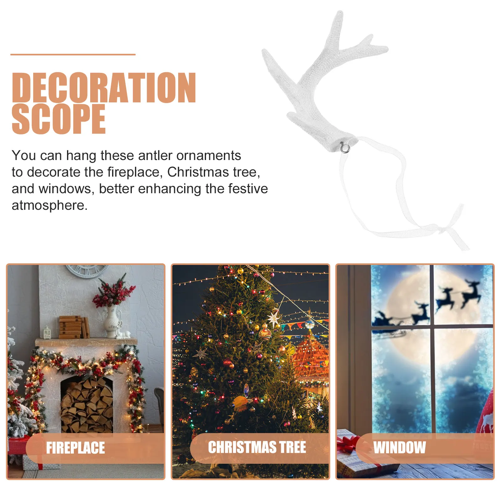 

Deer Antlers Hanging Pendant Christmas Antler Ornaments Resin Fake Antler for Xmas Tree Mantel Decor Christmas Tree