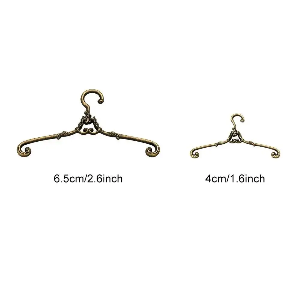 5Pcs Metal Doll Clothes Hanger Windproof Multi Functional Mini Coat Hanger Durable 4/6.5cm Dolls Clothes Rack Bedroom Decor