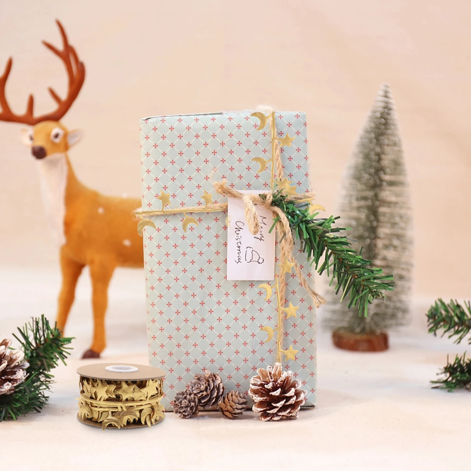 

1 Roll 10M Star Moon Ribbon Trim Fabric For Present Wrapping Wedding Decoration Craft Diy Projects Holiday Party Supplies