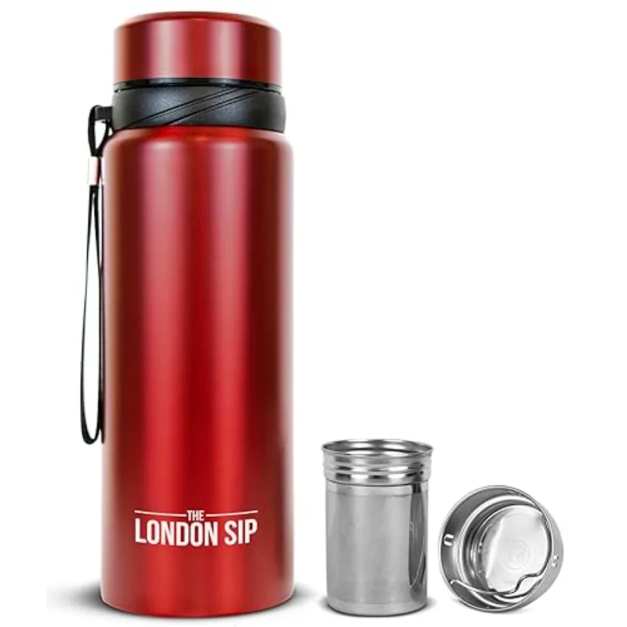

Многофункциональная дорожная кружка-термос London Sip 25 унций с заварником для чая, бутылка для воды с фруктовым инфузером, термос для горячих и холодных напитков с двойными стенками