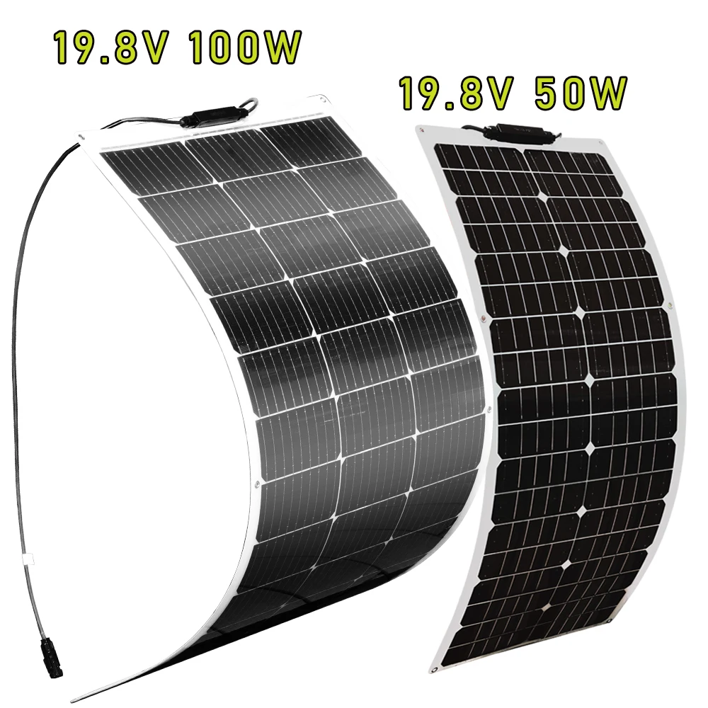 

XINPUGUANG 12V Solar Panel 100W 50W Flexible Monocrystalline Solar panel kit Cell Battery Charger 19.8v 24v Camping Motorhome