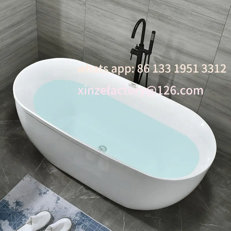 

Customizable Insulated Bathtub Acrylic Thin Edge Bathtub Seamless Bathtub Household Adult Freestanding European Style