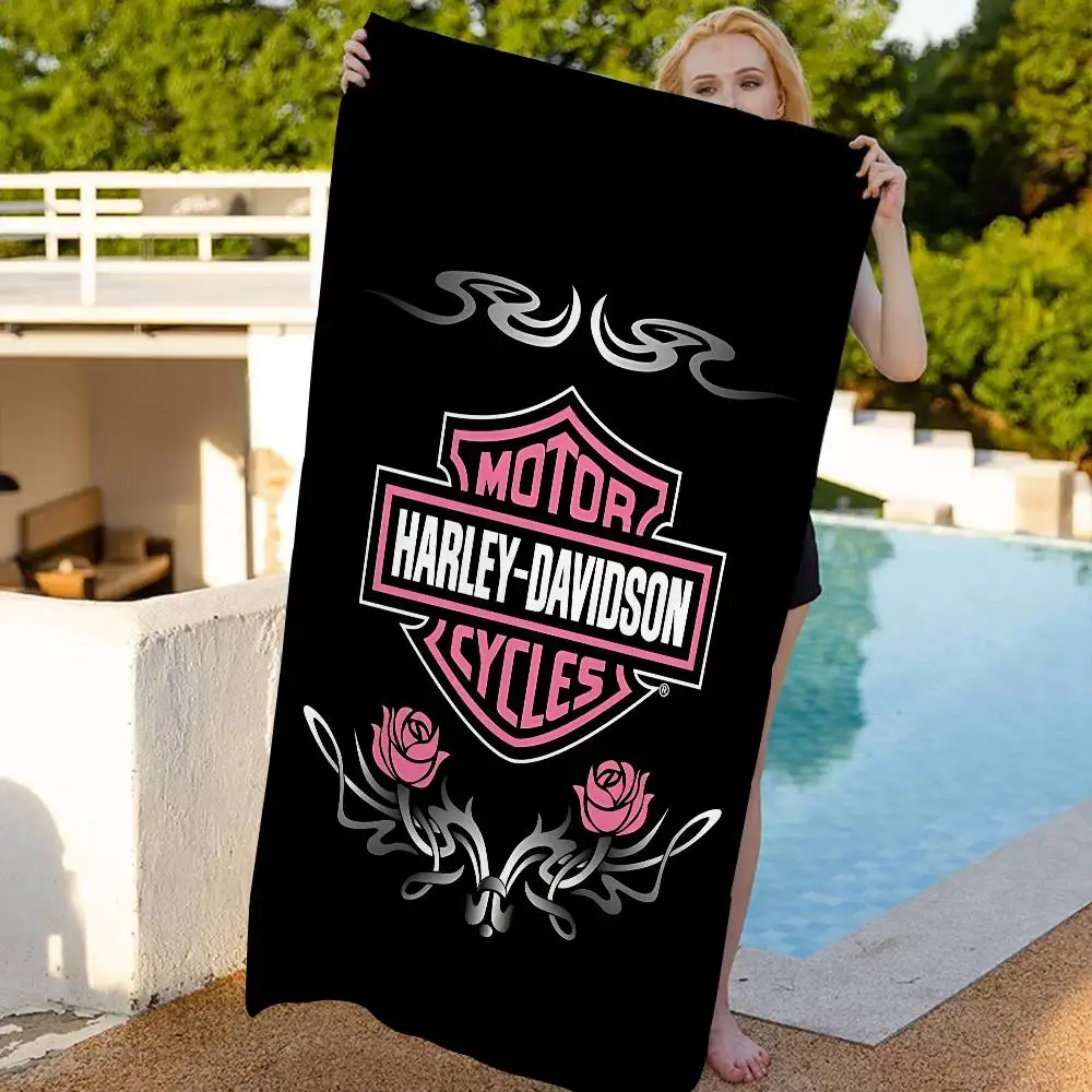 H-HarleyS LOGO Davidson Microfiber Printed Beach Towel Mountain Climbing Yoga Beach Swimming Running Absorbent Soft Towel view 3