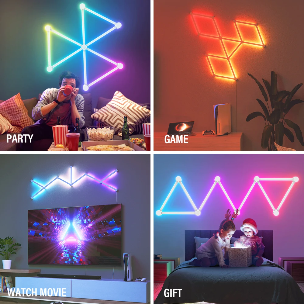 Imagem -06 - Lâmpada de Parede Inteligente Led Wifi Barra de Luz Rgb Luz Noturna Atmosfera Faça Você Mesmo App Música Ritmo Luz de Fundo tv Quarto Decoração do Quarto do Jogo