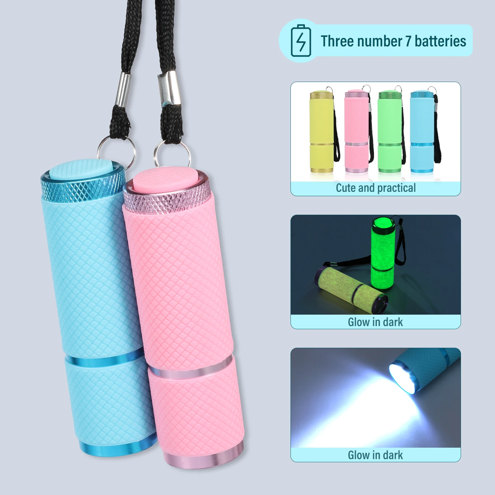 4Pcs Mini LED Flashlight Set Mini Torch with 9 LED Light Bulbs 60 Lumens Bright Small LED Flashlight Waterproof Handheld Torch