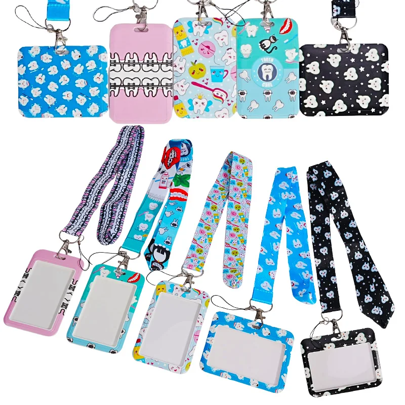 Dentist Lanyard Card Holder Keychain Doctor Badge Holder Neck Lanyard Pass Card Anime Credit Card Holder Keychain Straps Gift