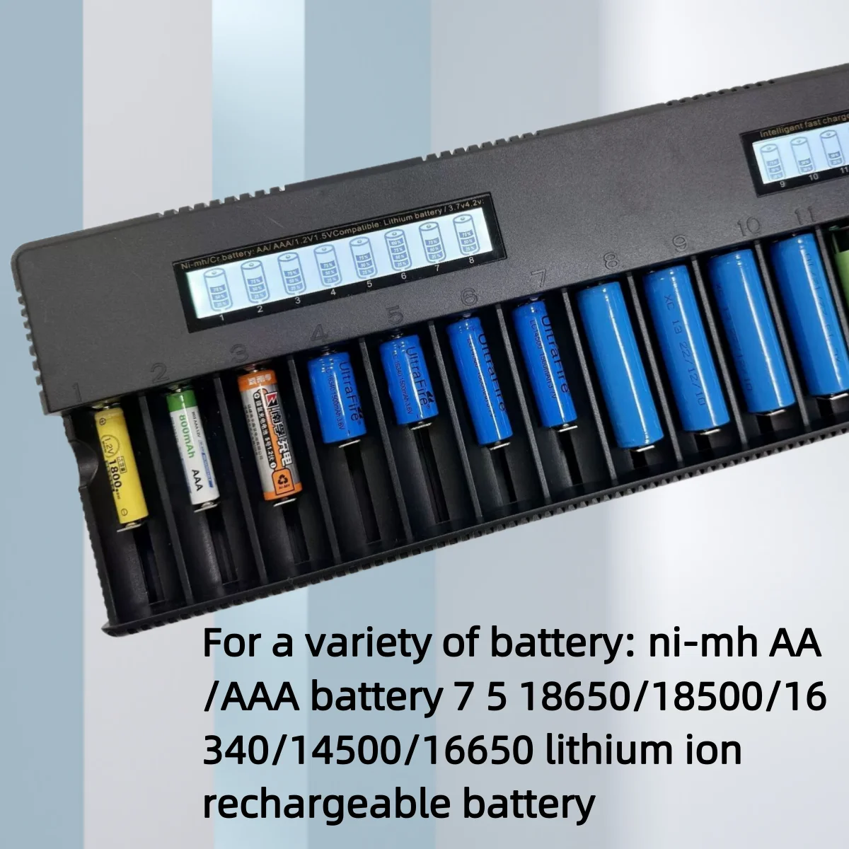L16 slot L12 slot Battery Charger for 18650 3.7V Li-ion NiMH 1.2V 16340 3.7V 26650 21700 26700 AA AAA 14500 LDC